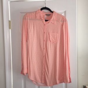 Coral Polka-dotted Button Down